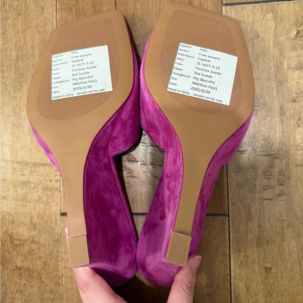 NWOB Jeffrey Campbell Capital Wedge Mule Heels In Fuchsia Suede - Picture 3 of 3
